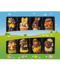 Weibler Confiserie | Astuccio Regalo con 8 Figure di Pasqua Assortite in Cioccolato al Latte – 1 x 80 Gr