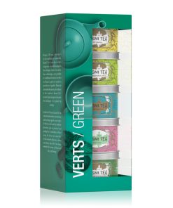Kusmi Tea | Cofanetto Regalo Assortimento Tea | Tè Verde in Foglie 5 Gusti | Tè Sfuso in Foglie Aromatizzato – 125 Gr.