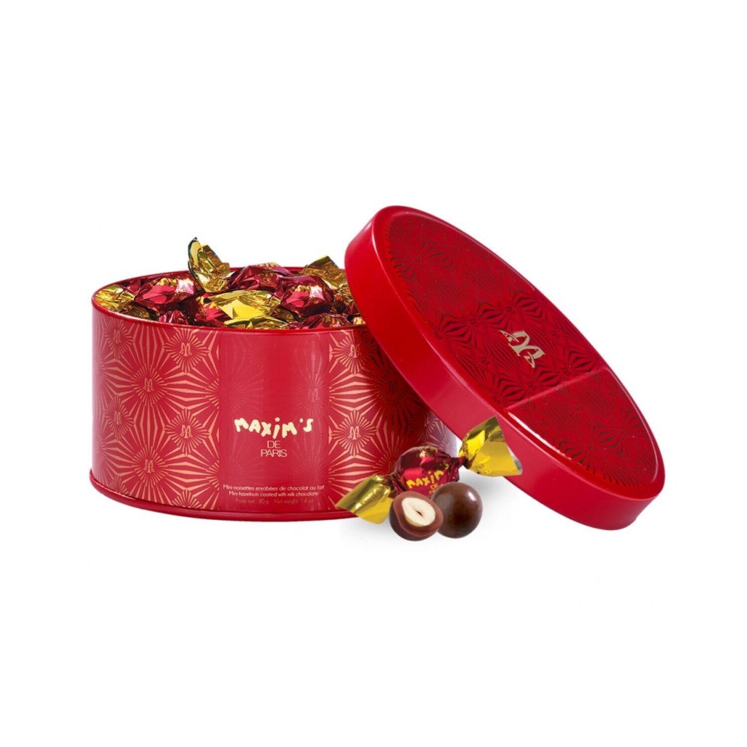 Maxim’s | Cofanetto Metallo Mini Nocciole Ricoperte Cioccolato Latte | Lattina Bomboniera con Nocciole Ricoperte Cioccolato | Cioccolatini Regalo