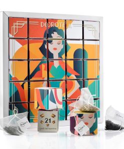 Novecento Tè Dorotea | Pregiato Cofanetto Degustazione Tè | Set Tisane e Infusi Regalo: Tè Nero BOP, Oolong, Verde, Infuso Digestivo – 25 Piramidi (50 Gr) | Scatola di Tè