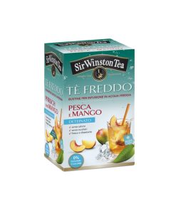 Sir Winston Tea® | Tè Freddo Deteinato Pesca e Mango | Tè Senza Zuccheri e Calorie | Tè Deteinato Frutta Pesca & Mango – 1 x 18 Bustine di Tè (45 Gr)