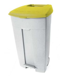 Contenitore contiplast mobile a pedale polipropilene alta densita’ coperchio giallo lt.120