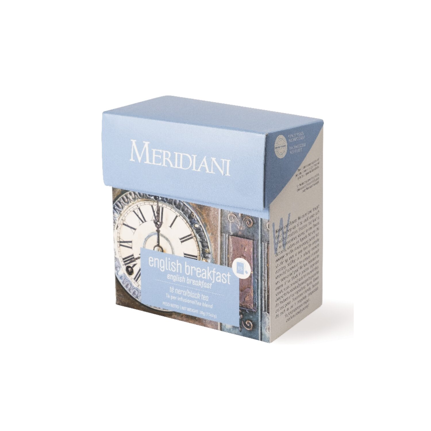 Meridiani® | English Breakfast Tea Bustine | Miscela Tè Neri Colazione | Tè Nero Ceylon Tradizionale – 15 Bustine (30 Gr)
