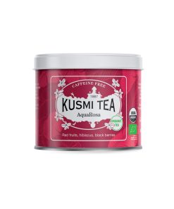 Kusmi | AquaRosa | Infuso Biologico Frutti Rossi Misti Senza Caffeina | Tisana Frutti Bosco Rossi Foglia Sfusa – 100 Gr | Scatole Metallo Latta