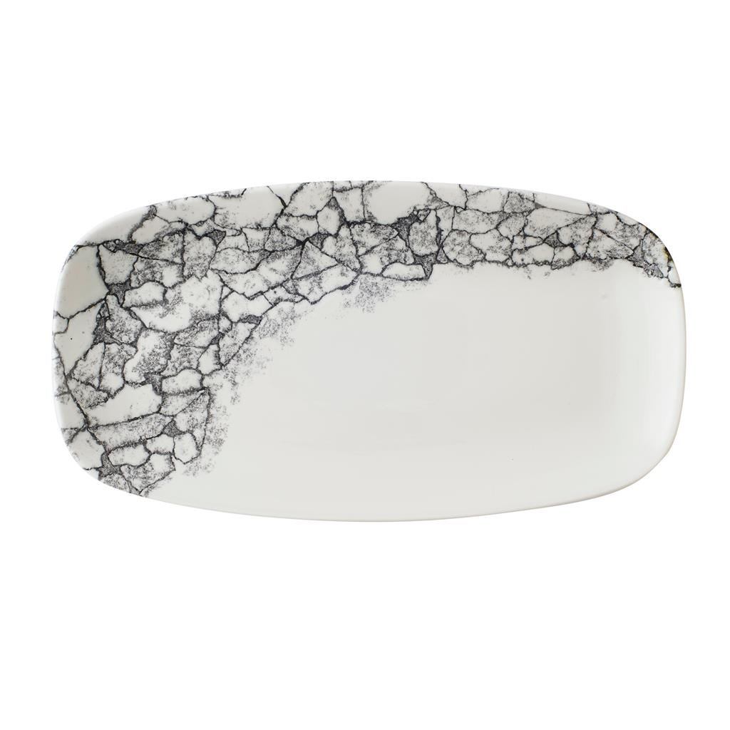 Piatto rettangolare oblong chef kintsugi accents quartz black cm.35,5×18,9