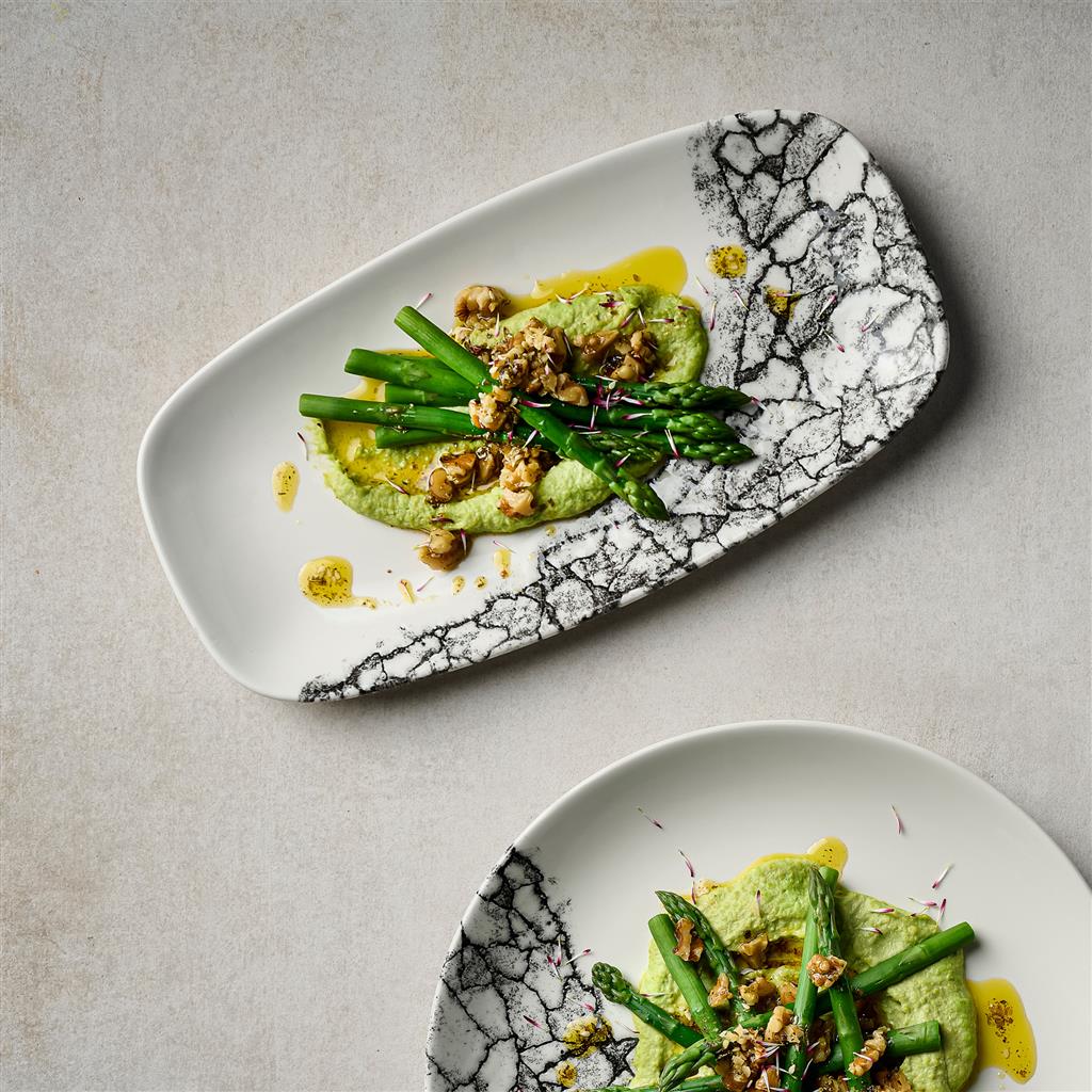 Piatto rettangolare oblong chef kintsugi accents quartz black cm.35,5×18,9 - immagine 2