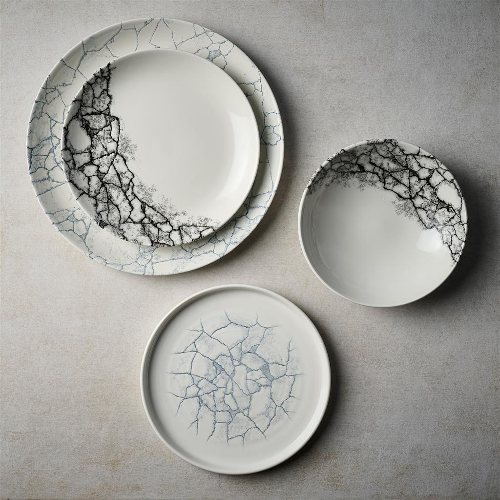 Piatto rettangolare oblong chef kintsugi accents quartz black cm.35,5×18,9 - immagine 3