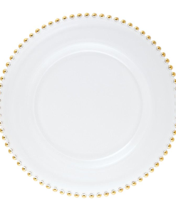 Piatto segnaposto/sottopiatto vetro helios perle oro cm.34