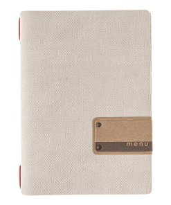 Porta menu juta avorio etichetta patch a5 solo elastico