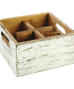 Portacondimenti 4 scomparti legno cm.17x17x10