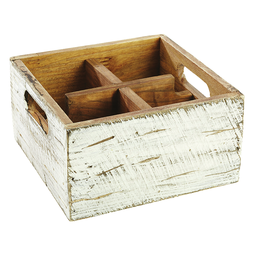 Portacondimenti 4 scomparti legno cm.17x17x10