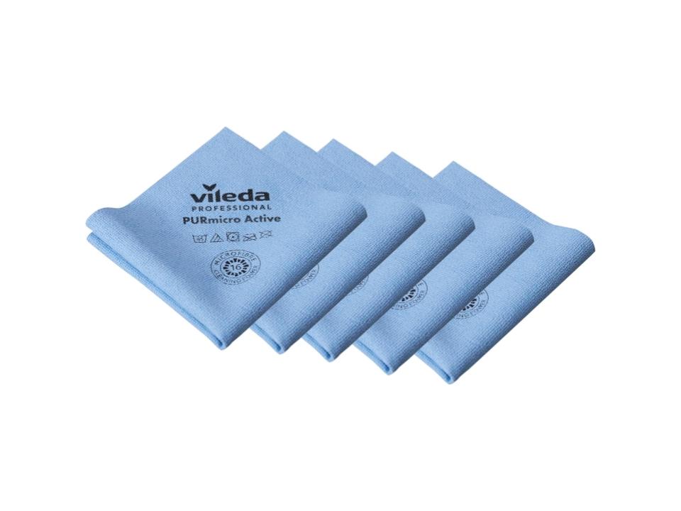 Vileda – Panno Professionale Purmicro Active, Azzurro, Conf. da 5pz