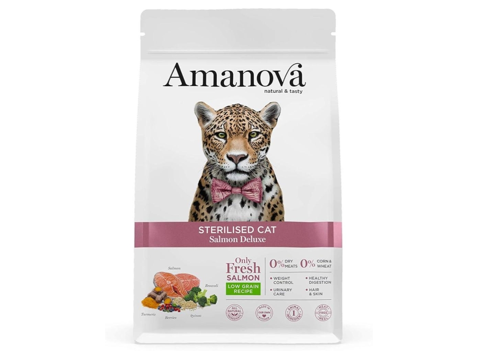 Amanova – Cibo Secco Gatti Sterilizzati, Salmone, 1,5kg