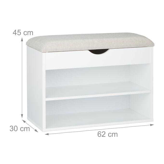 Relaxdays – Panca Scarpiera Imbottita, Bianca - immagine 3