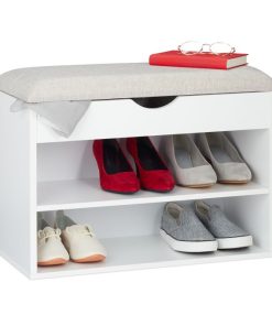 Relaxdays – Panca Scarpiera Imbottita, Bianca