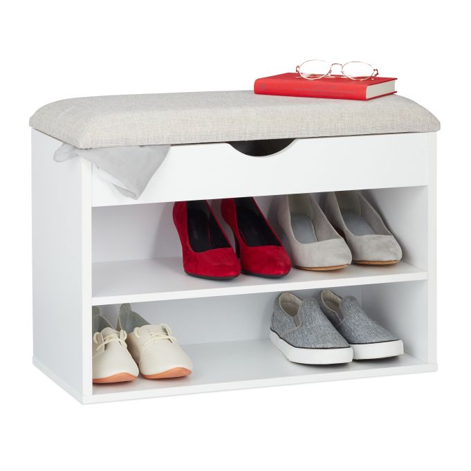 Relaxdays – Panca Scarpiera Imbottita, Bianca