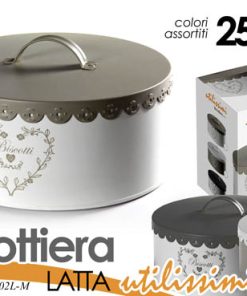 Gicos, Biscottiera in Latta, Colori Assortiti, 25x11cm