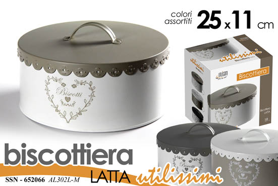 Gicos, Biscottiera in Latta, Colori Assortiti, 25x11cm