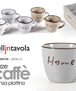 Gicos, Set 6 Tazzine Caffè in Ceramica, Colori Assortiti