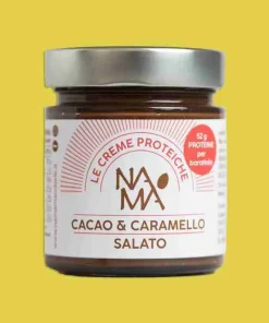 Crema proteica con arachidi al cacao e caramello salato (52 g. di proteine per barattolo)