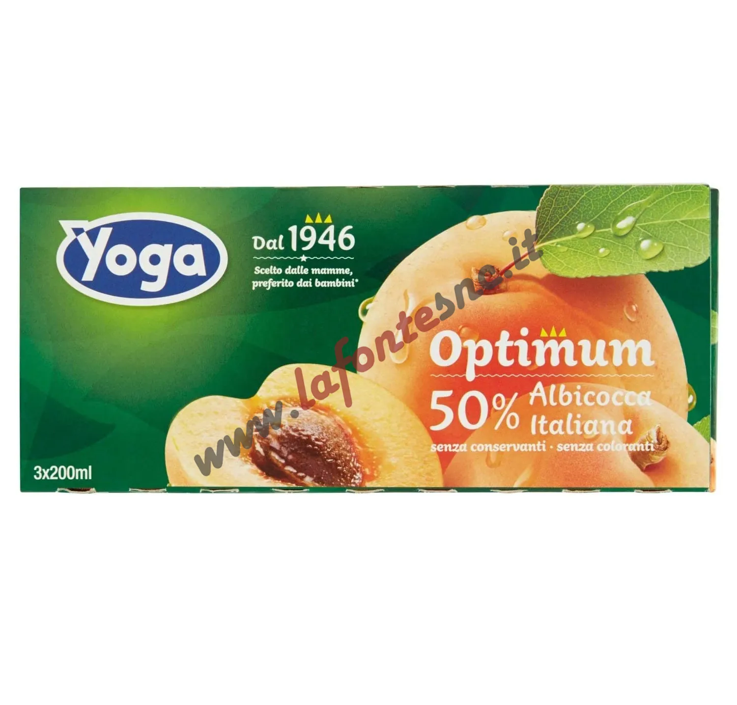 Yoga Optimum 50% Albicocca Italiana – Confezione da 3×200 ml. (con cannuccia)